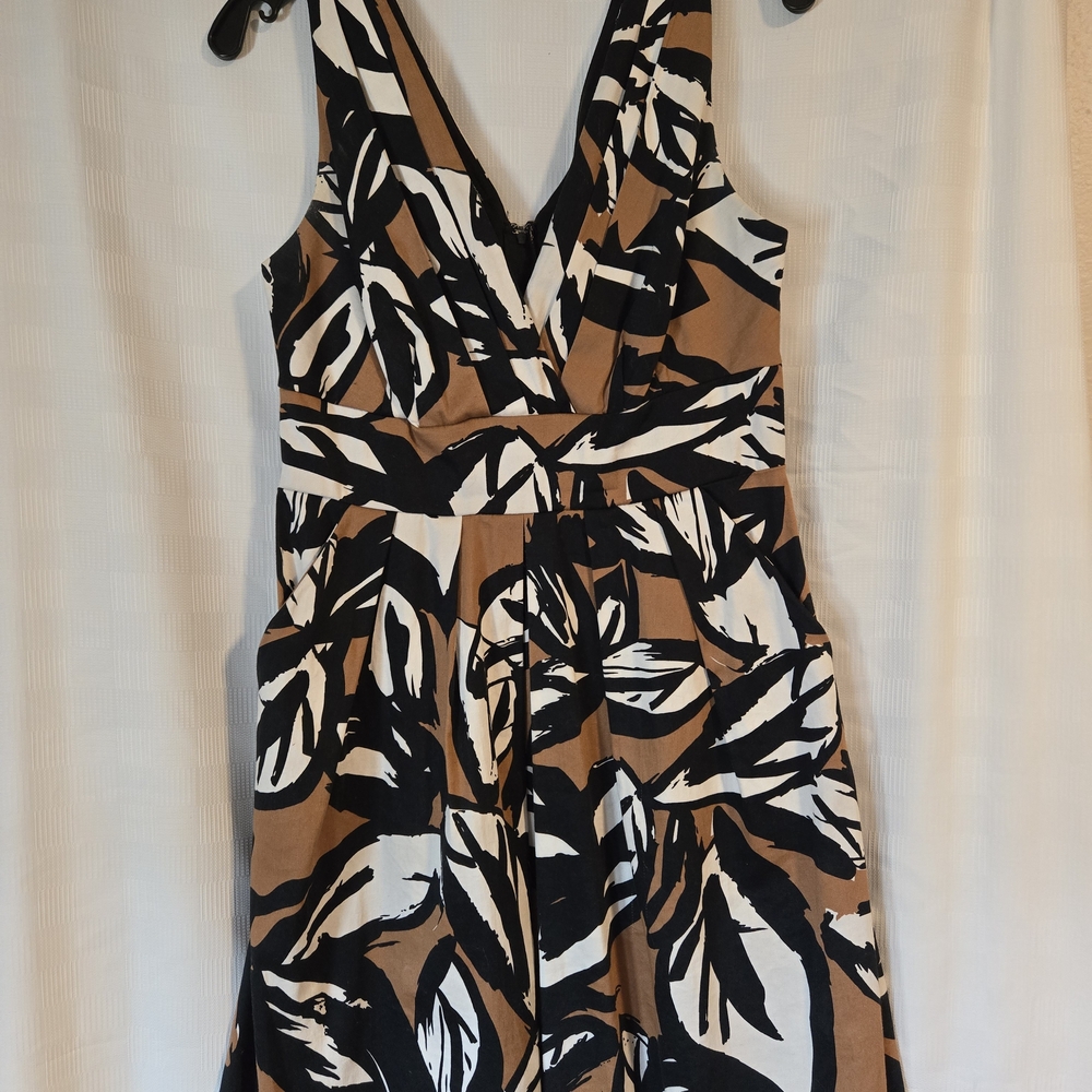 Maurices Black and Brown Leaf Print Backless Dress